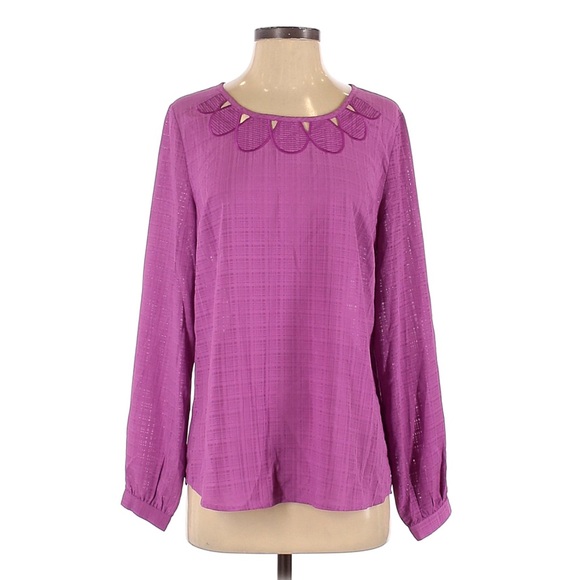 Anthropologie Cut-Out Collar Puff Sleeve Blouse - Picture 4 of 12